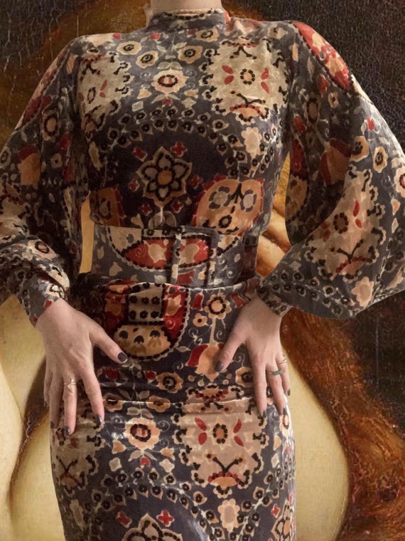 RARE vintage from the 1940s robe unique bodycon velou… - Gem