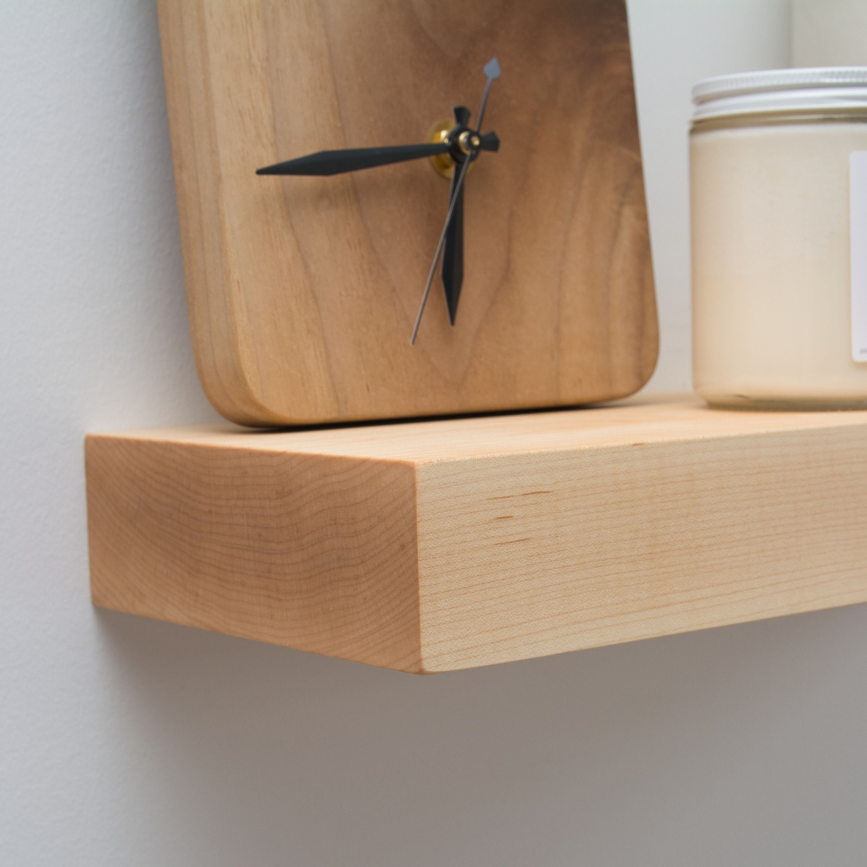 Solid Maple Floating Shelves Hovr Bracket Floating Shelf Etsy