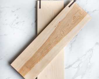 Cheese and Charcuterie board, solid Maple with leather handle (Taxes included for Canadian customers)