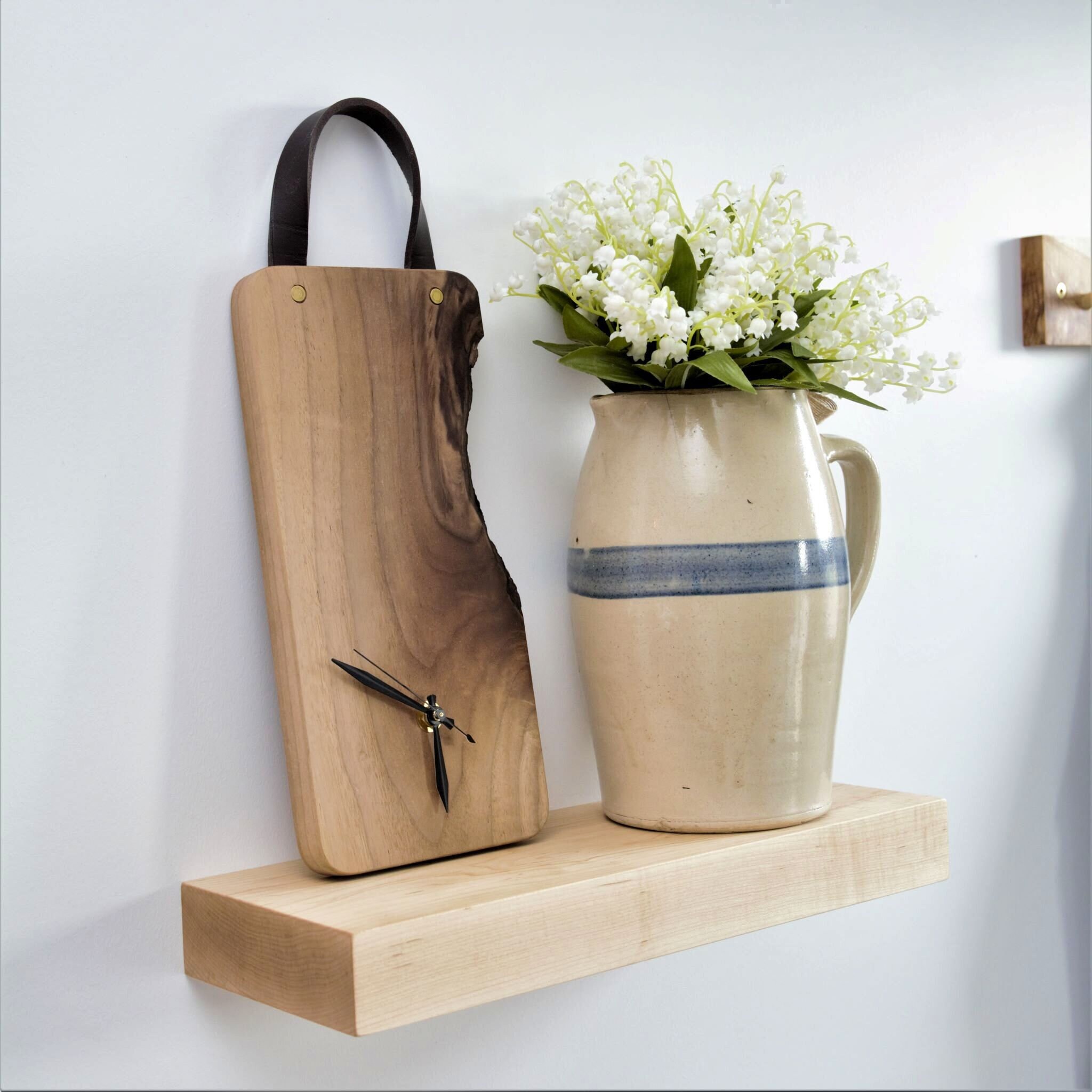 Solid Maple Floating Shelves Hovr Bracket Floating Shelf Etsy