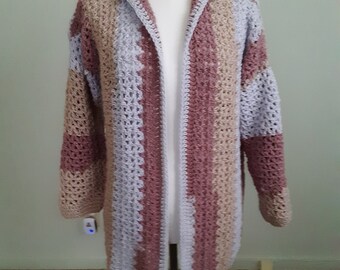 Tan Striped Cardigan - Etsy