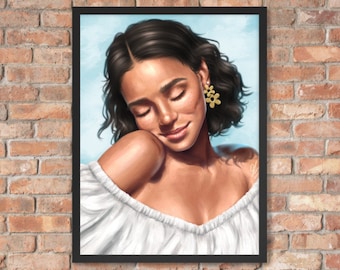 Custom Portrait Art | Framed Canvas Print | Stylistic Semi-Realistic Illustration from Photo | Digital Painting | Personalized Gift Idea