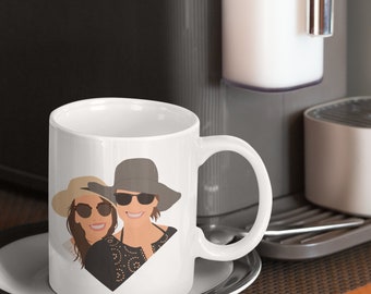 Custom Portrait Mug | Personalized Gift for Friends and Family | Customized Cartoon Drawing | Hand-Drawn Illustration from Photo | Art Mug