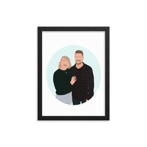 Spersonalizowany portret z kreskówki | Wydruk w ramce lub na plakacie | Minimalistyczna ilustracja ze zdjęcia | Spersonalizowany prezent cyfrowy dla rodziny/przyjaciela/pary