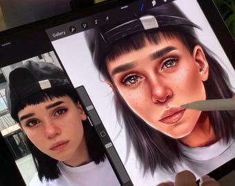 Custom Portrait from Photo | 100% Hand-drawn Semi-Realistic Digital Painting | Personalized Gift for Friends and Family | Wall Art Download