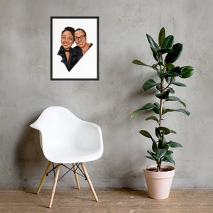 Custom Portrait Art | Framed Canvas Print | Stylistic Semi-Realistic Illustration from Photo | Digital Painting | Personalized Gift Idea image 4