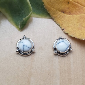 SoCute925 White Buffalo Turquoise Studs | White Turquoise Studs | Small Silver Stud Earrings | Southwestern Jewelry | Dainty Gift For Her