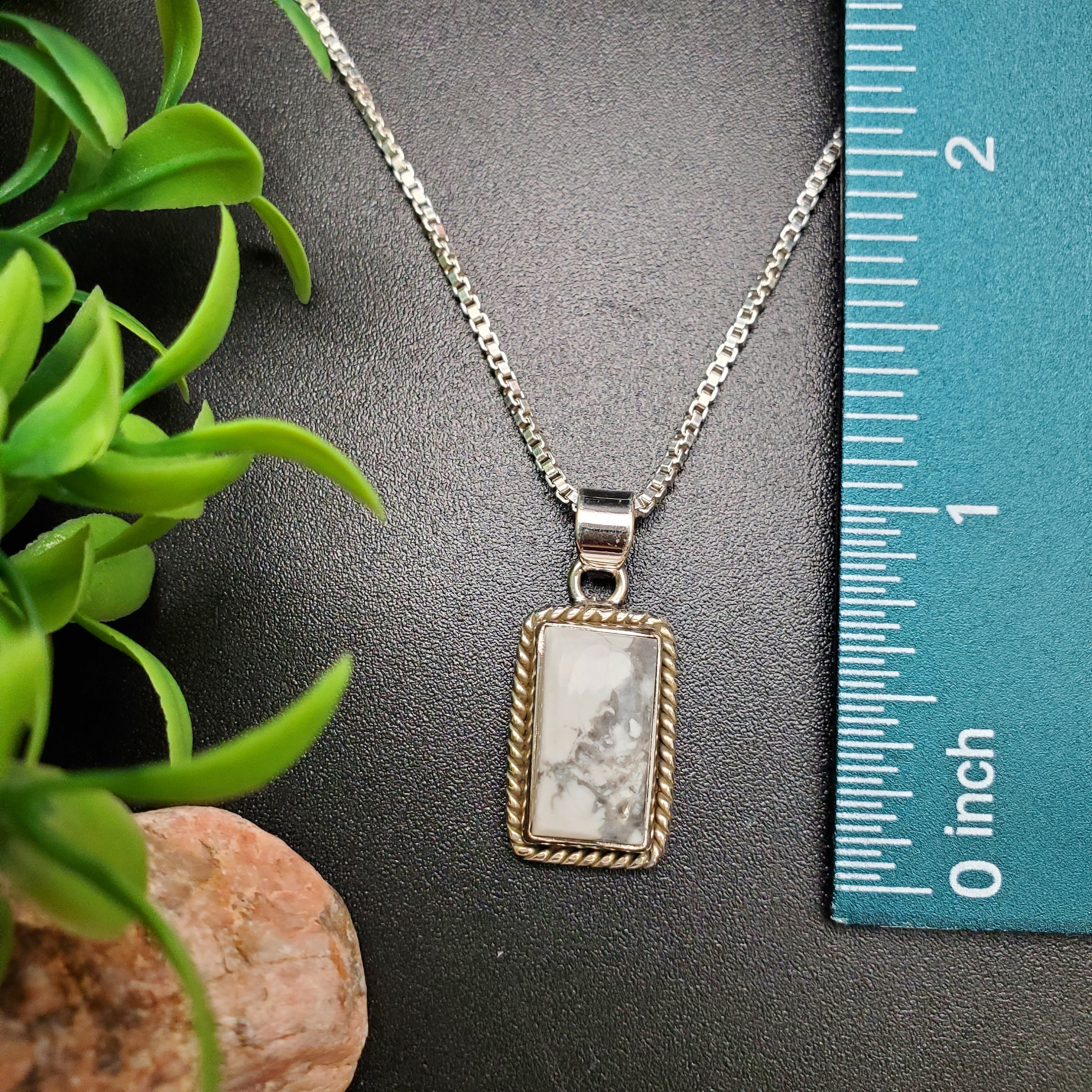 STN #276 | 8x14mm Rectangle White Buffalo Turquoise Necklace