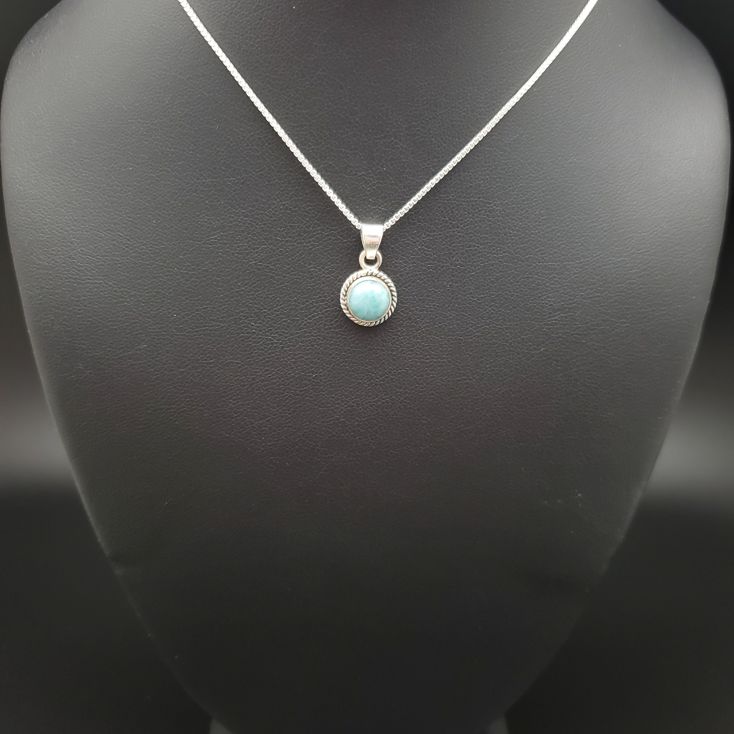 STN #254 | Small 8mm Dainty Blue Larimar Necklace Pendant With