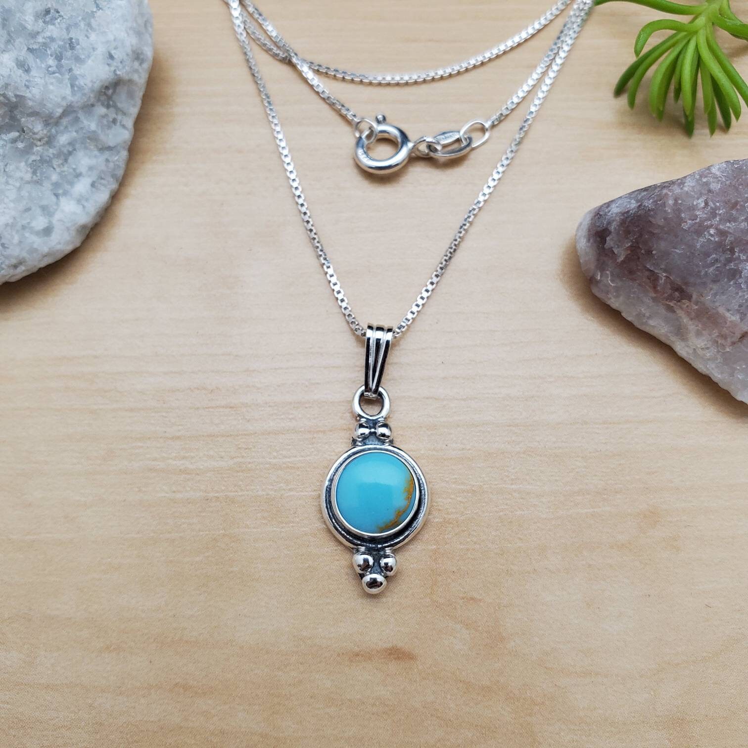 Socute925 Kingman Turquoise Necklace Pendant With Silver Box - Etsy