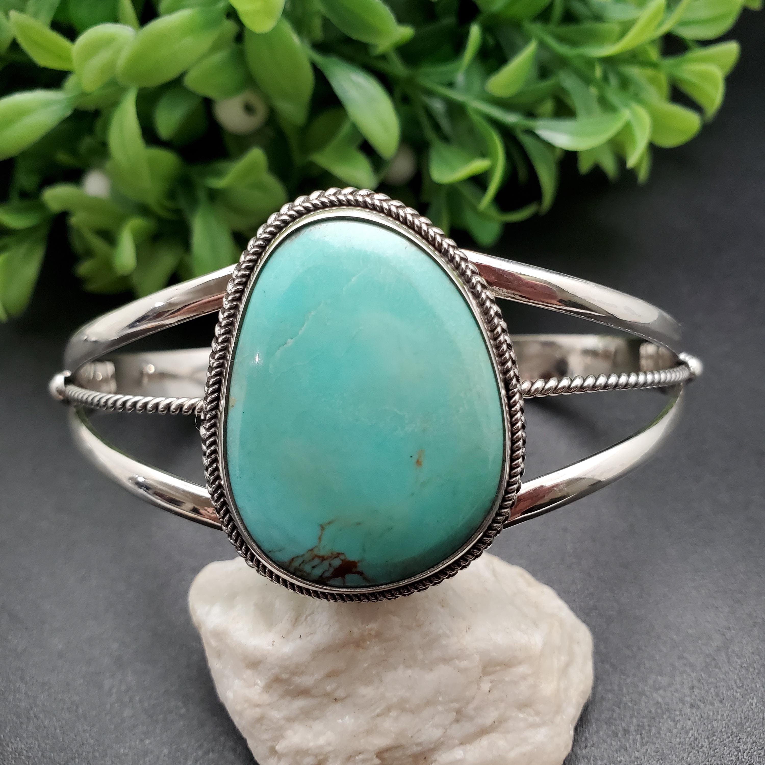 STN #C56 | ナンバー8 ターコイズ カフブレスレット | スターリング