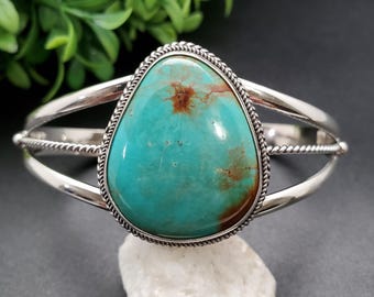 STN #C192 | Unique Number 8 Turquoise Cuff Bracelet | Sterling Silver Turquoise Bracelet Cuff | Sterling Turquoise Bracelet | Gift For Her