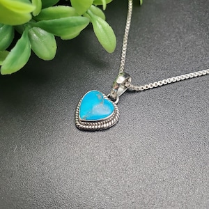 STN #116 | Dainty Turquoise Heart Necklace Pendant Options With Silver Chain Necklace | Sterling Silver Blue Turquoise Necklace Gift For Her