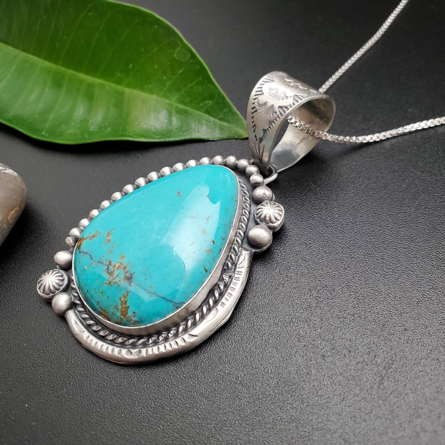 ターコイズ スターリングシルバー ペンダント STN #299 | シルバーチェーン付きターコイズペンダントオプション