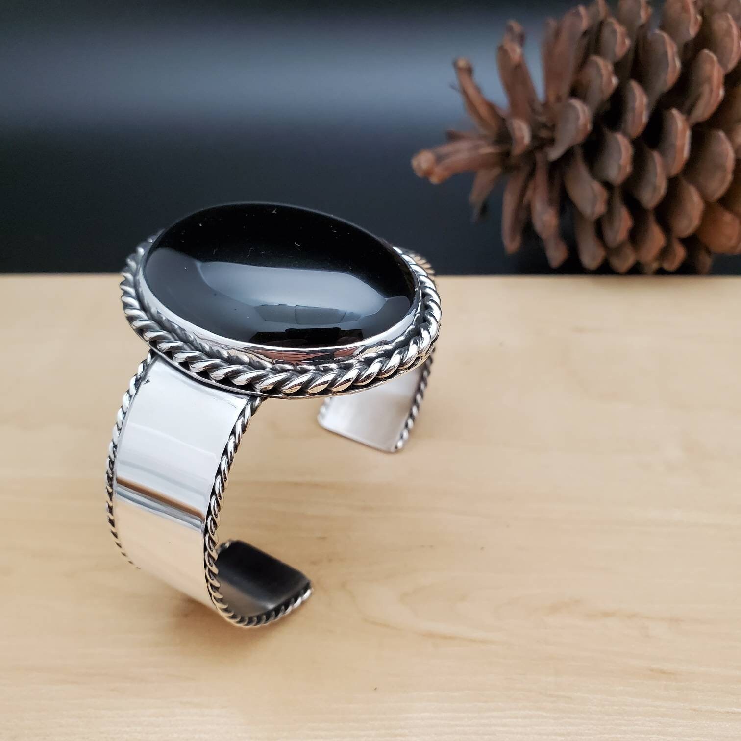Socute925 Big Black Cuff Bracelet | Big Black Bracelet Cuff