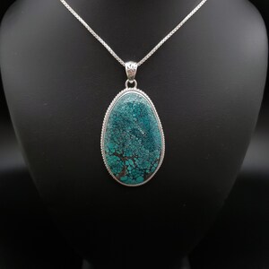 STN #13 | Lovely Turquoise Necklace Pendant With Silver Chain Necklace ...