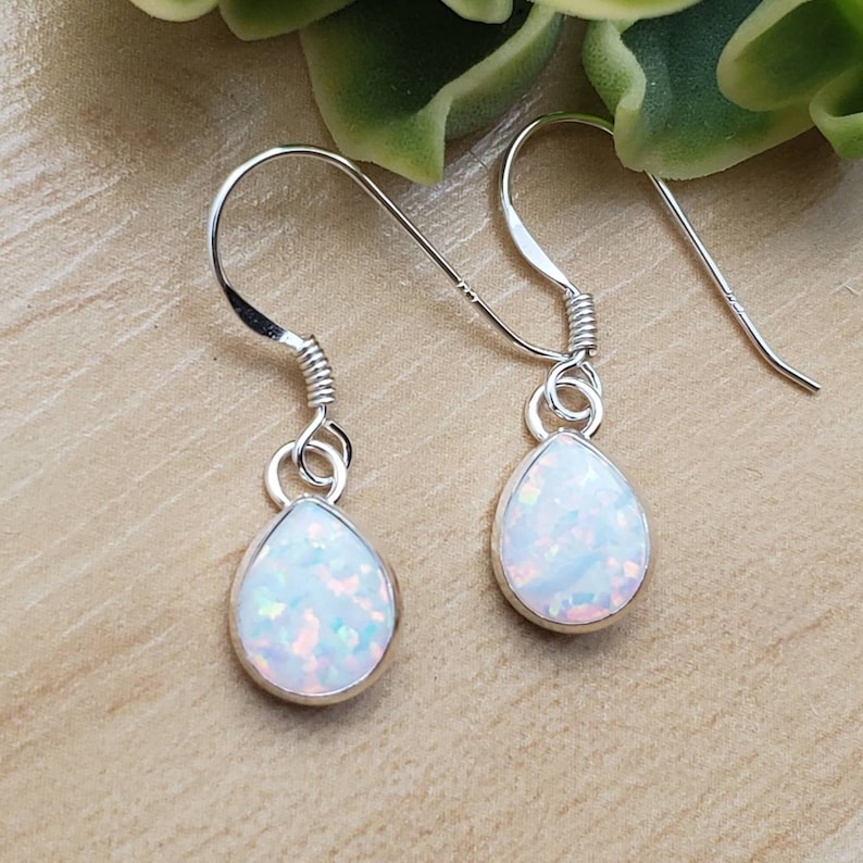 Socute925 White Opal Earrings Opal Teardrop Earrings Etsy