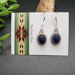 STN #36 | Lapis Lazuli Earrings | Genuine 925 Sterling Silver Blue Lapis Dangle Earrings | Boho Earrings | Dainty Blue Lapis Earrings