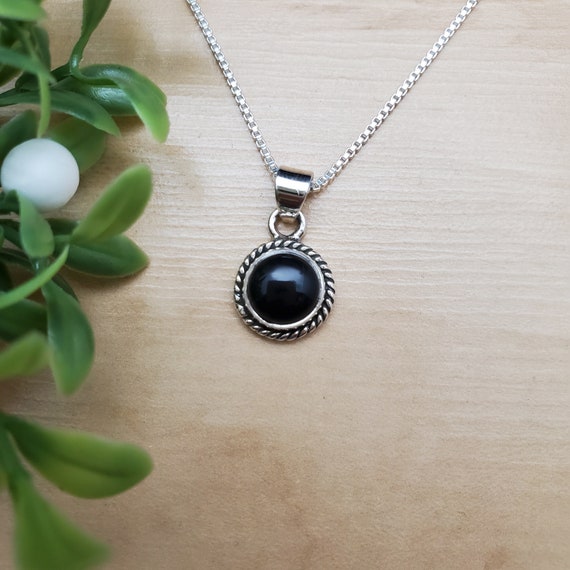 STN #257 | 8mm Dainty Black Onyx Necklace Pendant With