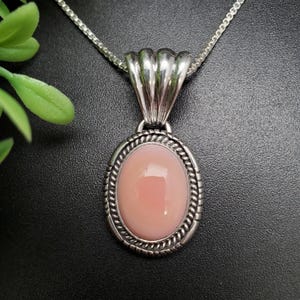 STN #86 | Lovely Pink Queen Conch Oval Necklace Pendant | Sterling Silver Pink Conch Pendant | Unique Barbie Pink Pendant | Gift For Her