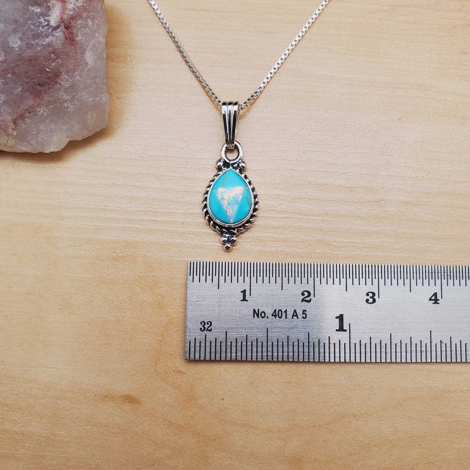 SoCute925 上品なホワイトオパールターコイズネックレスペンダント