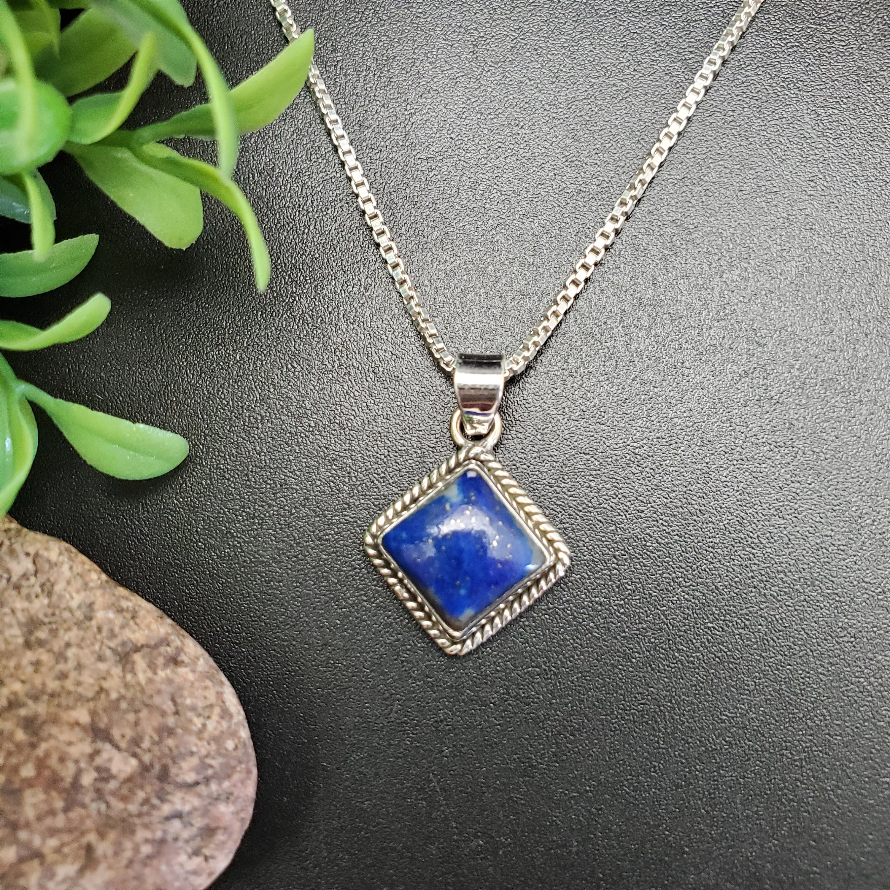 STN #221 | 10mm Square Lapis Lazuli Necklace Pendant With Options