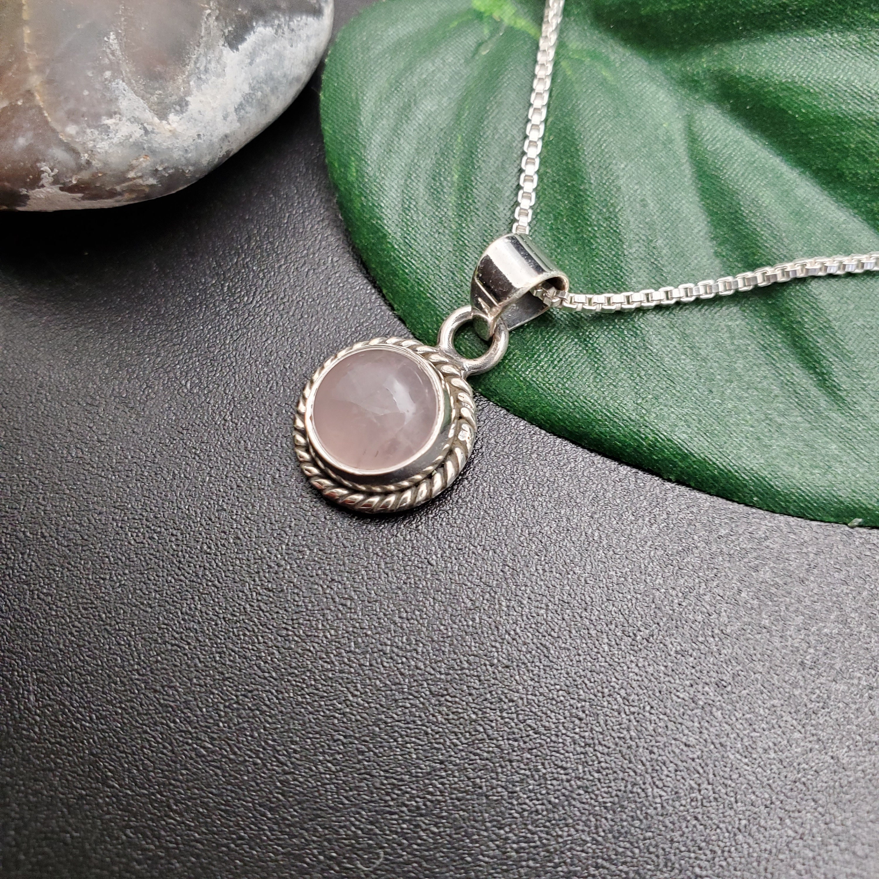 STN #251 | 8mm Dainty Rose Quartz Necklace Pendant With