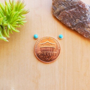SoCute925 Tiny Turquoise Studs | Sterling Silver Petite Color Studs | Super Small Studs | Turquoise Stud Earrings | Tiny Silver Post Earring image 5