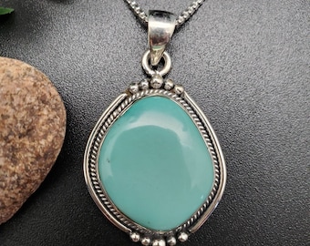 IGM#18 | Arizona Turquoise Pendant With Silver Chain | Sterling Silver Turquoise Necklace Pendant | Kingman Turquoise Southwestern Jewelry