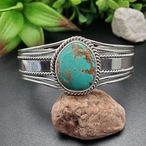 STN #C51 | Number 8 Turquoise Cuff Bracelet | Sterling Silver Turquoise Bracelet | Turquoise Bracelet Cuff | Free Shape Southwest Bracelet