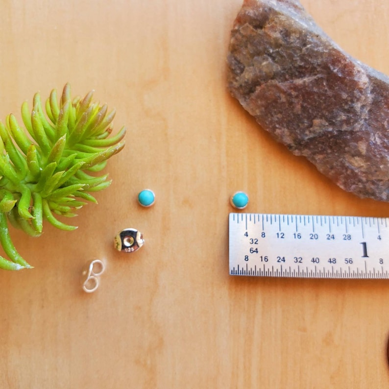 SoCute925 Tiny Turquoise Studs | Sterling Silver Petite Color Studs | Super Small Studs | Turquoise Stud Earrings | Tiny Silver Post Earring image 3