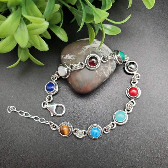 【STONEHENgE】Silver Material Ribbon Cubic Bracelet SC24B01T Faceted Moonstone Sterling Silver Bracelet, Rainbow
