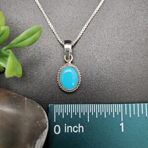 STN #50 | 7x9mm Oval Blue Turquoise Necklace Pendant With Silver Chain ...