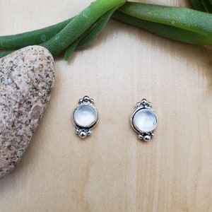 SoCute925 White Moonstone Stud Earrings | Stunning Moonstone Studs | Genuine Gemstone Sterling Silver Healing Energy Studs | Gift For Her
