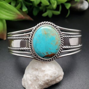 STN #C54 | Number 8 Turquoise Cuff Bracelet | Sterling Silver Turquoise Bracelet | Turquoise Bracelet Cuff | Free Shape Southwest Bracelet