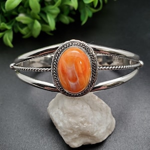 STN #C255 | Lovely Spiny Oyster Bracelet Cuff | Sterling Silver Spiny Oyster Southwest Cuff Bracelet | Spiny Oyster Jewelry | Gift For Her