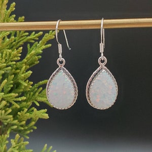 SoCute925 Big Teardrop Opal Earrings | Big Opal Dangle Earrings | Sterling Silver Dangle Earrings | Opal Southwest Earrings Made in USA