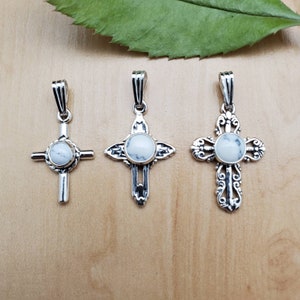 SoCute925 Small Cross Pendant | Sterling Silver Cross Necklace Pendant With White Buffalo Turquoise | Silver Cross Jewelry | Made in USA