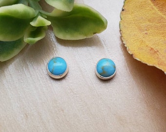 SoCute925 5mm Kingman Turquoise Studs | Earrings | Sterling Silver | Turquoise earring Studs | Dots | Made In USA