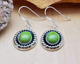 Socute925 Dainty Green Gaspeite Dangle Earrings Concho Etsy