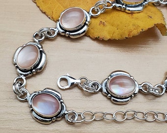 PERORNO Bracciale Donna Argento 925 Con Madreperla Rosa - Gioiello Elegante E Raffinato, Taglia Media - 4
