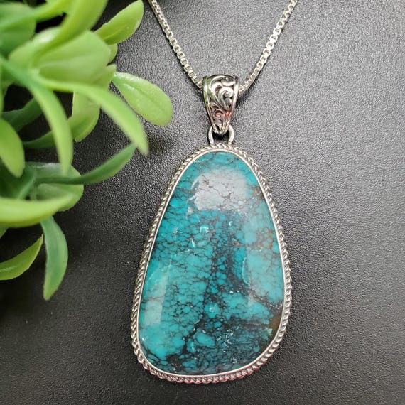 IGM#29 Unique Kingman Turquoise Pendant With Sterling Silver Chain