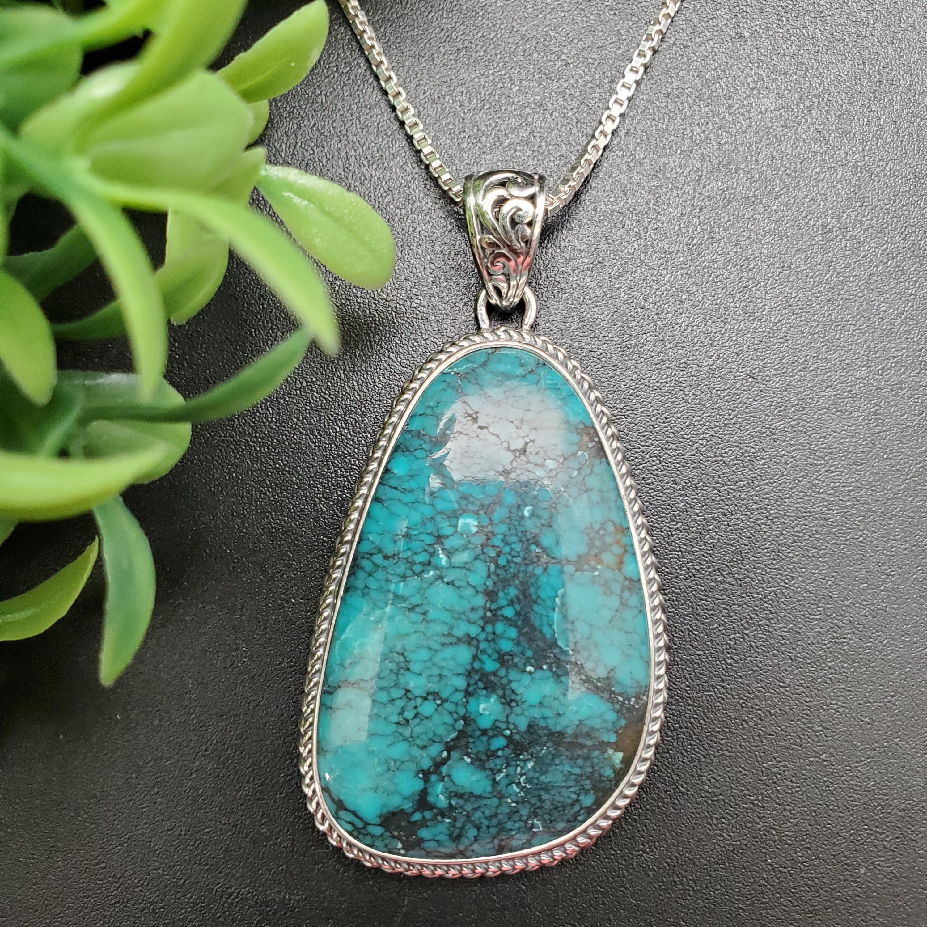 IGM#29 Unique Kingman Turquoise Pendant With Sterling Silver Chain