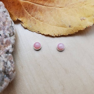 SoCute925 4mm Small Pink Opal Studs | Small Peruvian Opal Posts | Tiny Studs | Small Stud Earrings | Small Silver Posts | Cartilage Posts