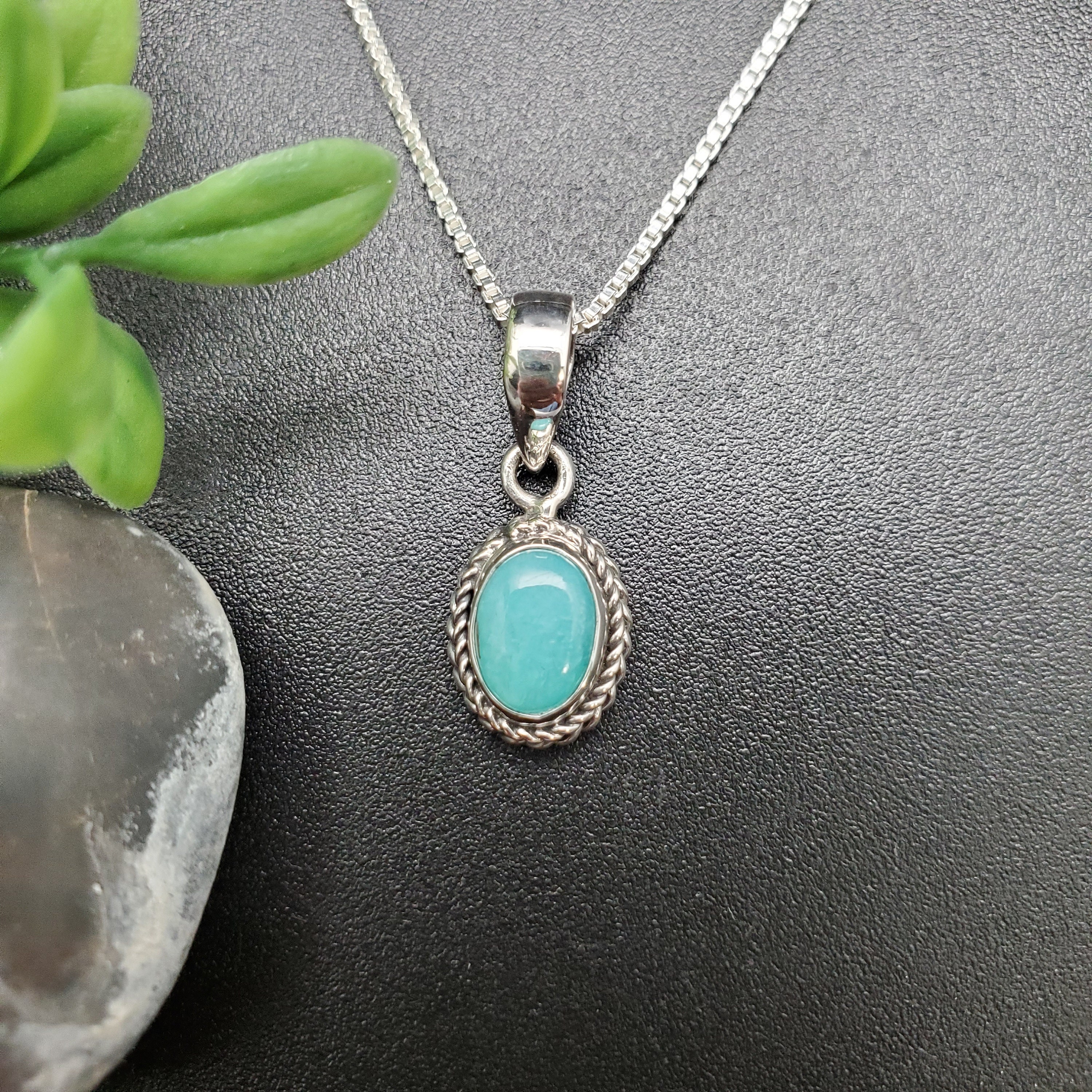 STN #49 | 6 x 8 mm 楕円形アマゾナイト ネックレス ペンダント