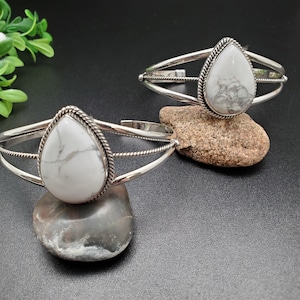 AAC #040 | White Buffalo Stone Bracelet Cuff | Sterling Silver White Turquoise Bracelet | White Buffalo southwest Bracelet | Gifts For Her