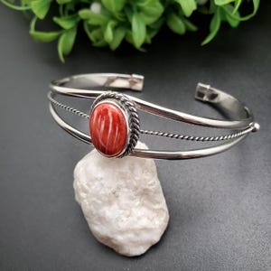 STN #C260 | Lovely Spiny Oyster Concho Bracelet Cuff | Sterling Silver Spiny Oyster Southwest Bracelet | Spiny Oyster Jewelry | Gift For Her