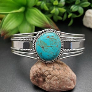 STN #C49 | Number 8 Turquoise Cuff Bracelet | Sterling Silver Turquoise Bracelet | Turquoise Bracelet Cuff | Free Shape Southwest Bracelet