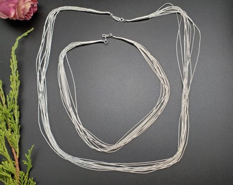 SoCute925 Flüssige Silber Multi Strands Halsketten | 25x40cm 10x45cm 10x24cm 10x26cm | 10 Stränge 16 Zoll, 18 Zoll oder 24 Zoll oder 28 Zoll lang