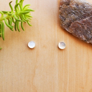 SoCute925 4mm White Moonstone Stud Earrings | Sterling Silver Moonstone Post Earrings | Silver Moonstone Jewelry | Dot Earrings Made in USA